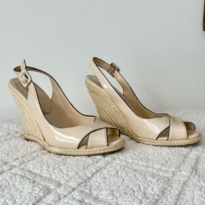 Audrey Brooke Cream Wedge Sandals